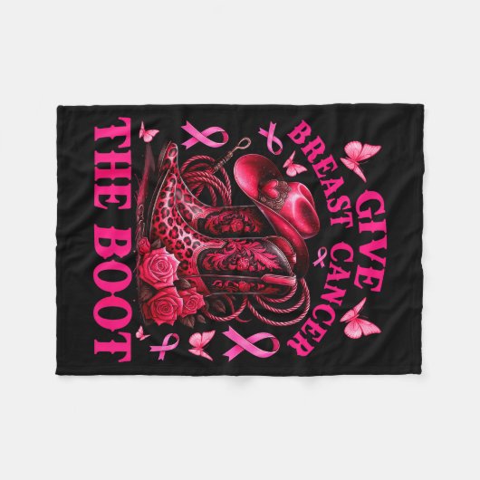 Give Breast Cancer The Boot Cowgirl Cancer Awarene Fleece Deken (Voorkant (Horizontaal))