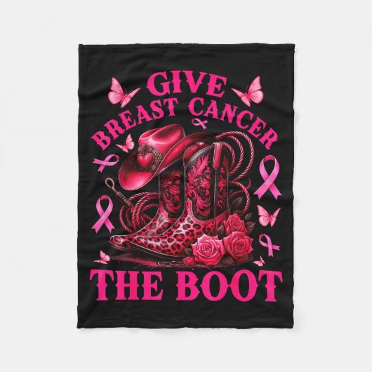 Give Breast Cancer The Boot Cowgirl Cancer Awarene Fleece Deken (Voorkant)