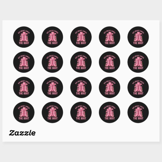 Give Breast Cancer The Boot Cowgirl Cancer Awarene Ronde Sticker (Vel)