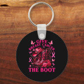 Give Breast Cancer The Boot Cowgirl Cancer Awarene Sleutelhanger (Voorkant)