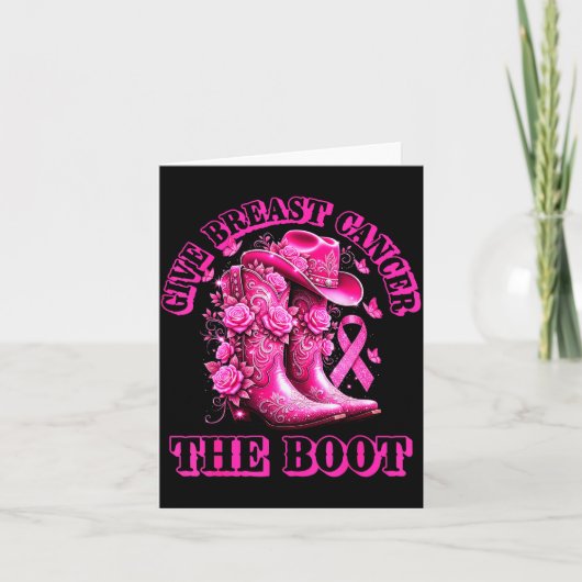 Give Breast Cancer The Boot Cowgirl Nk Ribbon West Kaart (Voorkant)