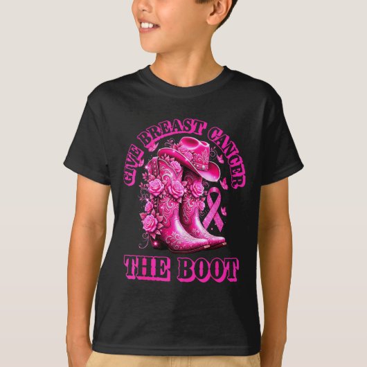 Give Breast Cancer The Boot Cowgirl Nk Ribbon West T-shirt (Voorkant)
