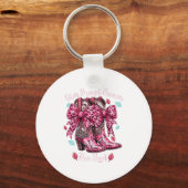 Give Breast Cancer The Boot Nk Cowgirl Western Tee Sleutelhanger (Voorkant)