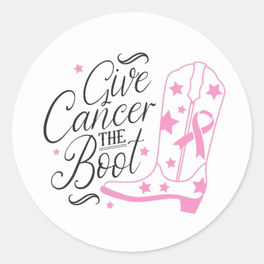 Give Breast Cancer The Boot Pink Ribbon Awareness Ronde Sticker (Voorkant)