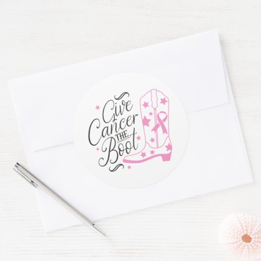 Give Breast Cancer The Boot Pink Ribbon Awareness Ronde Sticker (Envelop)