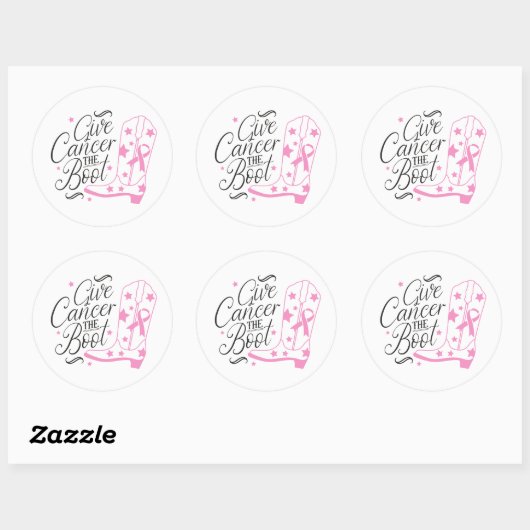 Give Breast Cancer The Boot Pink Ribbon Awareness Ronde Sticker (Vel)