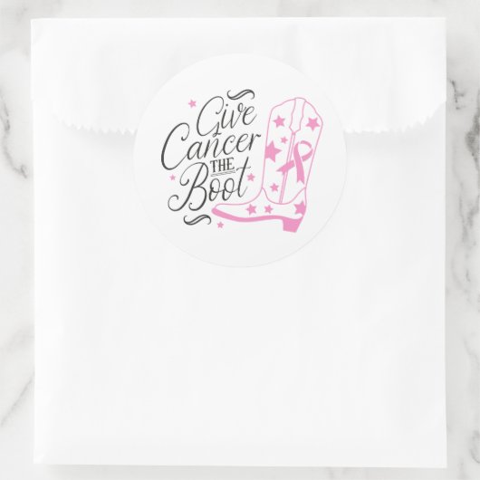 Give Breast Cancer The Boot Pink Ribbon Awareness Ronde Sticker (Tas)