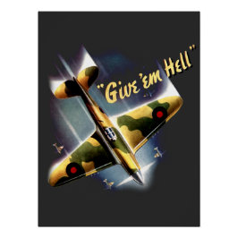 Give 'Em Hell - Retro Spitifire Perfect Poster