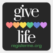 Give Life Organ Donor Registry Stickers (Voorkant)