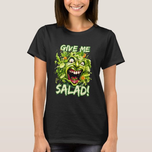 Give Me Salad  Lettuce Face Vegetable Vegan T-shirt (Voorkant)
