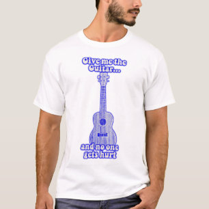Give me the guitar and no one gets hurt.retro blue t-shirt