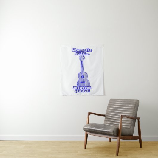 Give me the guitar and no one gets hurt.retro blue wandkleed (In situ)