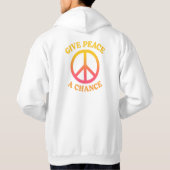 'Give Peace a Chance' Adult Pullover Hoodie (Achterkant)