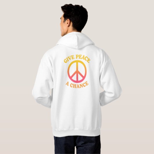 'Give Peace a Chance' Adult Pullover Hoodie (Achterkant volledig)