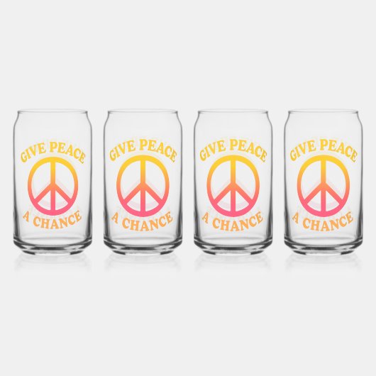 'Give Peace a Chance' Drinkware Set Blikvorm Glas (Achterkant)