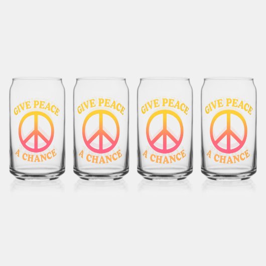 'Give Peace a Chance' Drinkware Set Blikvorm Glas (Voorkant)