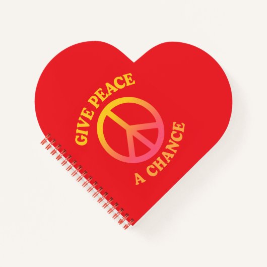 'Give Peace a Chance' Heart-shaped Spiral Notebook Notitieboek (Voorkant)