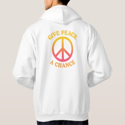 'Give Peace a Chance' Volwassenen Pullover Hoodie (Achterkant)