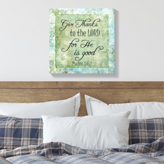 Give Thanks Bible Verse Canvas Afdruk (Insitu (Slaapkamer))