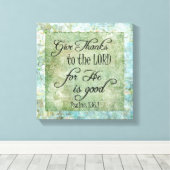 Give Thanks Bible Verse Canvas Afdruk (Insitu (Houten vloer))