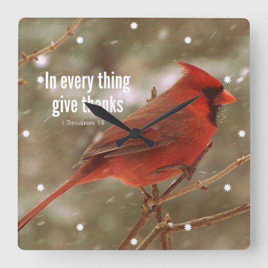 Give Thanks Bible Verse Vierkante Klok (Voorkant)