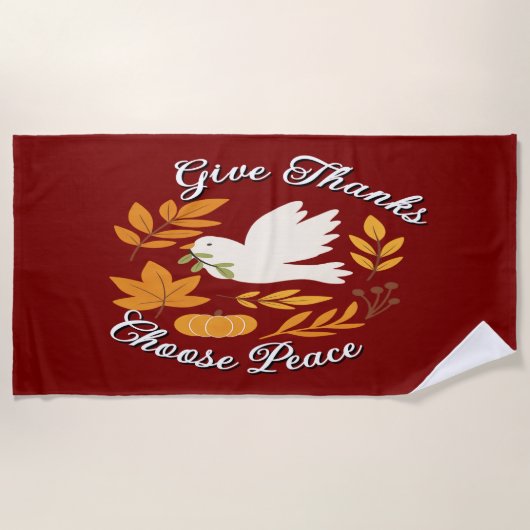 'Give Thanks, Choose Peace' Beach Towel Strandlaken (Voorkant)