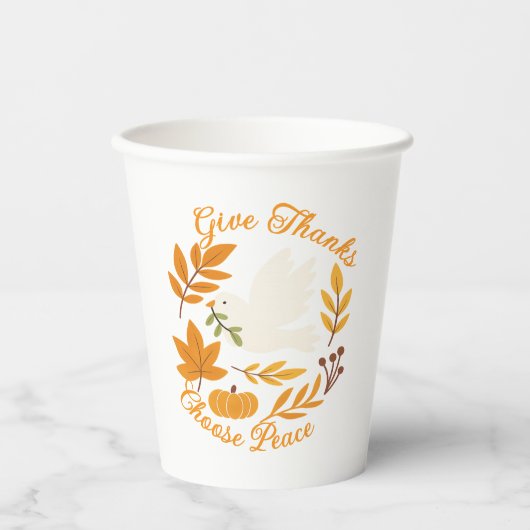 'Give Thanks, Choose Peace' Paper cup Papieren Bekers (Voorkant)