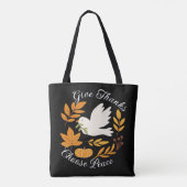 'Give Thanks, Choose Peace' Shoulder Tote Bag (Achterkant)