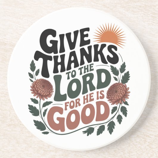 Give Thanks - Christian Zandsteen Onderzetter (Voorkant)