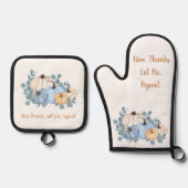 Give Thanks Eat Pie Repeat Autumn Pumpkins Ovenwant & Pannenlap Set (Voorkant)