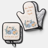 Give Thanks Eat Pie Repeat Autumn Pumpkins Ovenwant & Pannenlap Set (Voorkant / Achterkant)