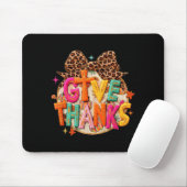 Give Thanks, Fall Leopard Coquette Bow, Preppy Tha Muismat (Met muis)