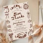 Give Thanks Hand Drawn Doodle Friendsgiving Dinner Kaart