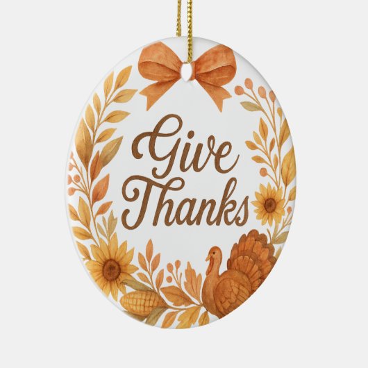 Give Thanks Keramisch Ornament (Rechts)