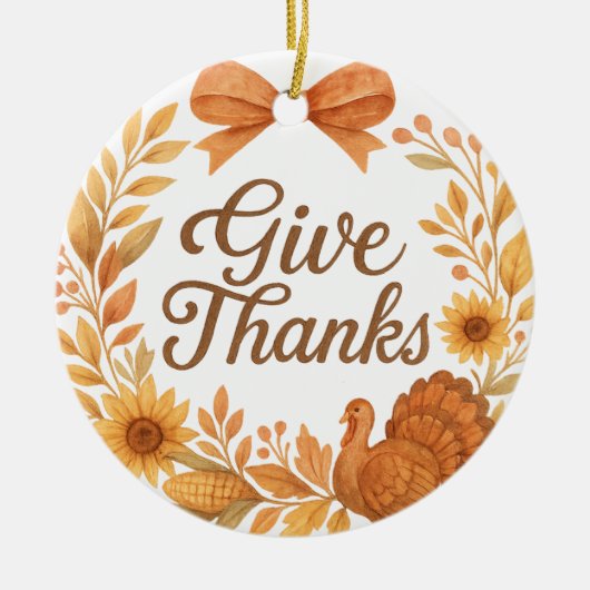 Give Thanks Keramisch Ornament (Voorkant)