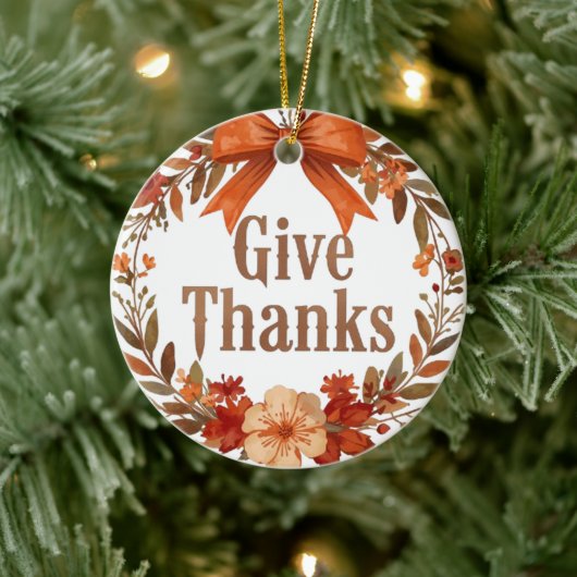 Give Thanks Keramisch Ornament (Boom)