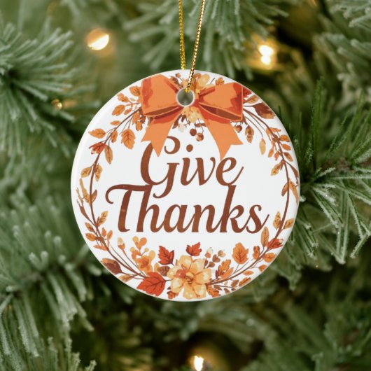 Give Thanks Keramisch Ornament (Boom)
