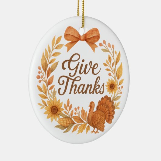 Give Thanks Keramisch Ornament (Rechts)