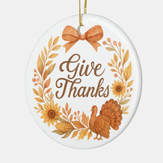 Give Thanks Keramisch Ornament (Links)