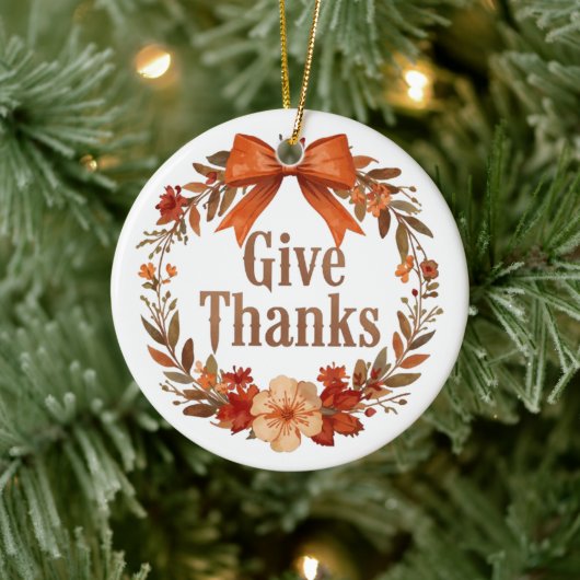 Give Thanks Keramisch Ornament (Boom)