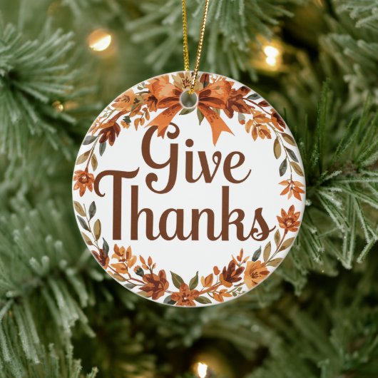 Give Thanks Keramisch Ornament (Boom)