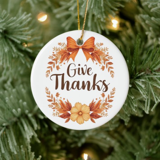 Give Thanks Keramisch Ornament (Boom)
