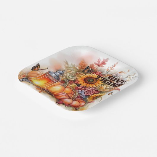 Give Thanks – Lantern Glow Papieren Bordje (Gebogen)