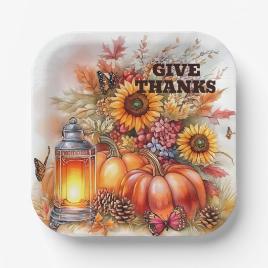 Give Thanks – Lantern Glow  Papieren Bordje (Voorkant)