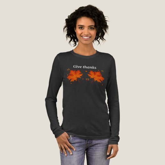 Give Thanks Long Sleeve Fall Shirt – Autumn Leaves (Voorkant)
