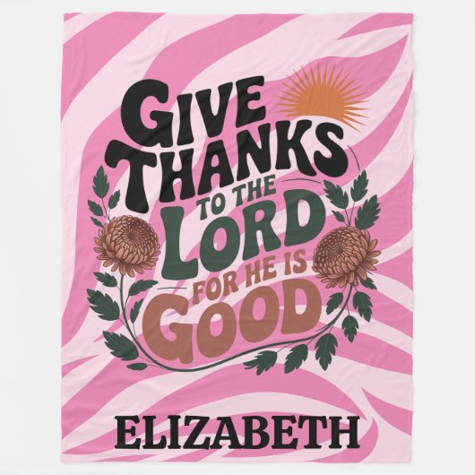 Give Thanks - Personalized Christian Fleece Deken (Voorkant)