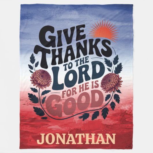 Give Thanks - Personalized Christian Fleece Deken (Voorkant)