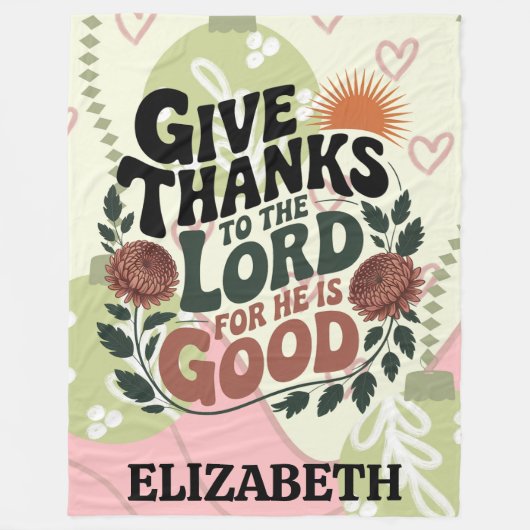 Give Thanks - Personalized Christian Fleece Deken (Voorkant)