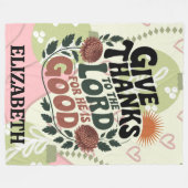 Give Thanks - Personalized Christian Fleece Deken (Voorkant (Horizontaal))