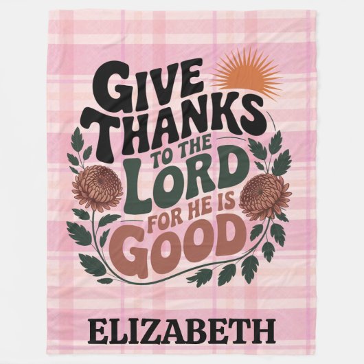 Give Thanks - Personalized Christian Fleece Deken (Voorkant)